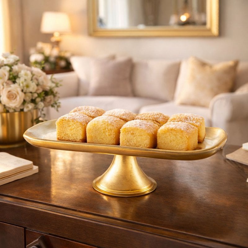 Cake dish golden on foot small model 27.5x14.5x10cm