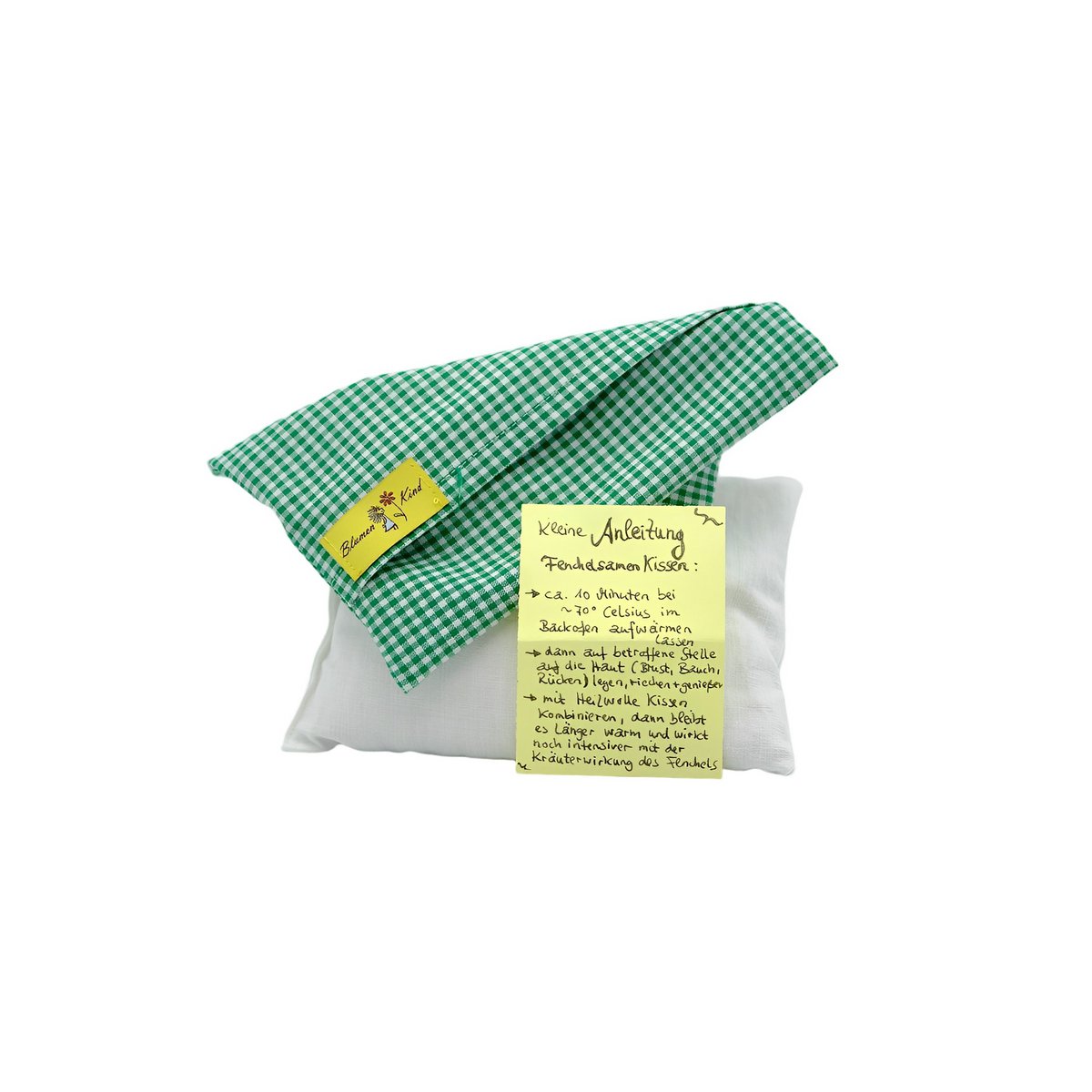 Almohada de semillas de hinojo verde a cuadros