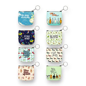 Novelty Coin Purse Keyring - Slogan Print 8 Designs