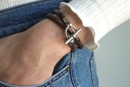 Armbånd læder hermes stil mørkebrun