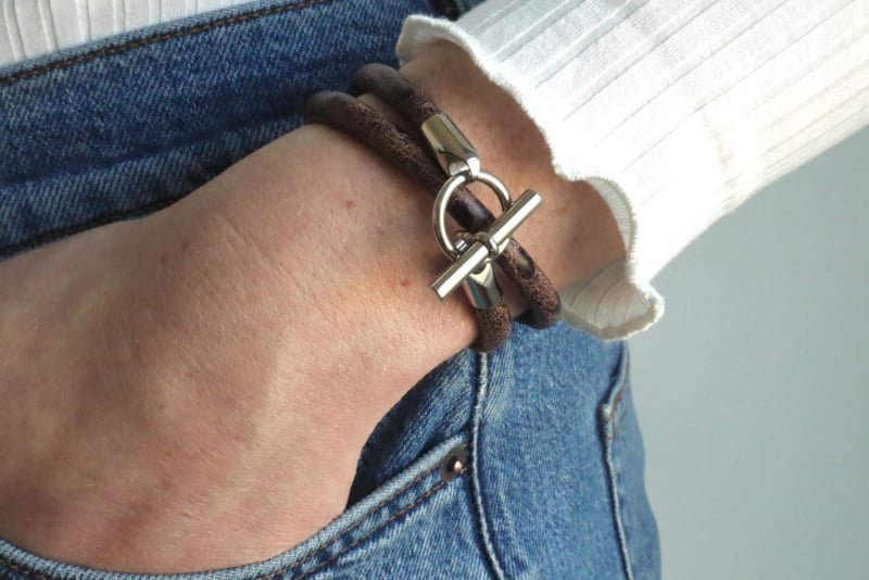 Armbånd læder hermes stil mørkebrun