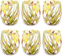 6 Big Colombina vand Big Colombine Bold og håndhåndet med Murrine di Murano, "I Colori di Murano" 435 Ml Line. Lavet i Italien