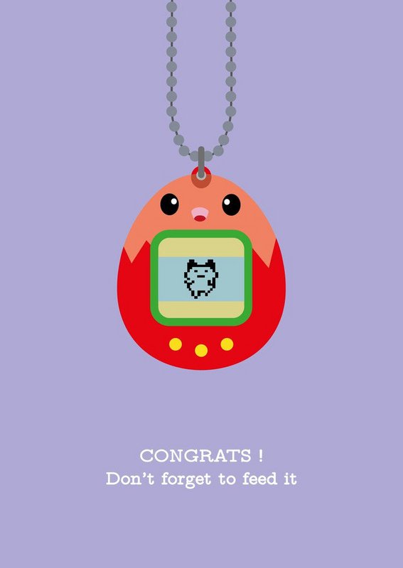 Tamagotchi-Baby-Geburtskarte