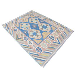 Modern Glaucous Kilim Rug