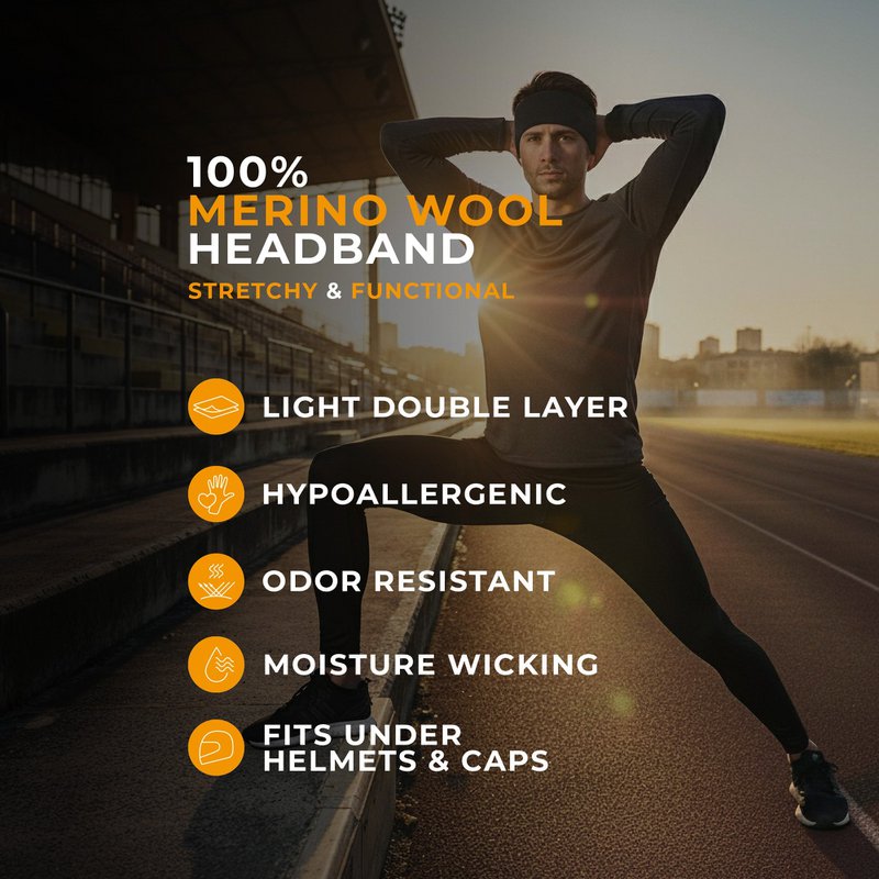 Men's Headband 160 Merino Black