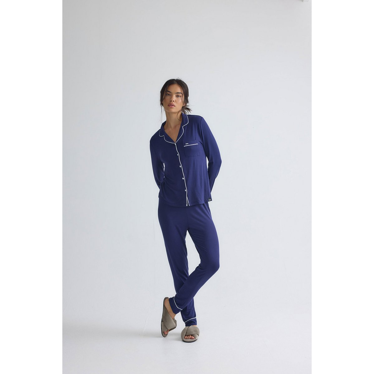 Bamboo Long Pyjama Set in Midnight