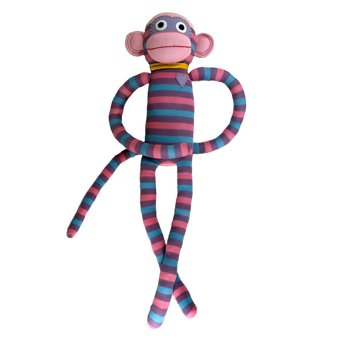 Kuscheltier Sockenaffe Maxi Streifen rosa/lila