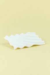 Soap dish made from recycled PET pearl white ripple