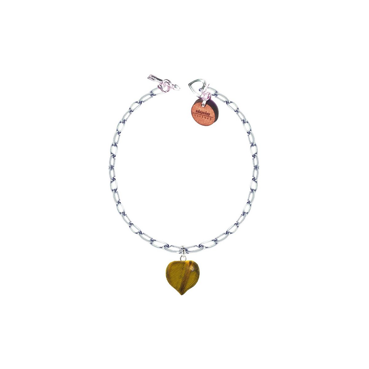 Tiger Eye Heart armbånd i sterling sølv