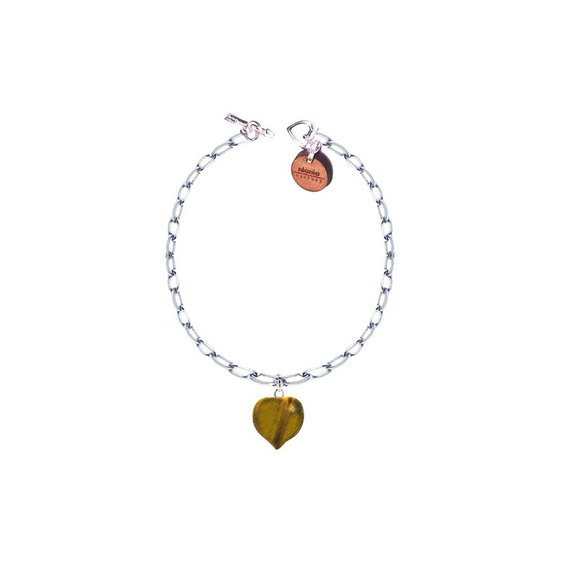 Bracciale in argento sterling con cuore occhio di tigre