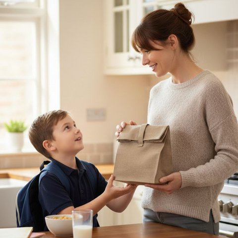 Reusable Waterproof Linen Lunch Bag Natural