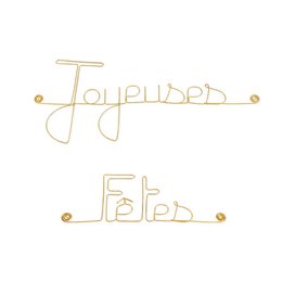 Wanddekoration aus goldenem Messingdraht – Oster-/Weihnachts-/Neujahrsdekoration „Frohe Feiertage“ – zum Anstecken – Wandschmuck