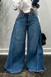 Jean ample à jambes larges, pantalon à cloche et à pompon