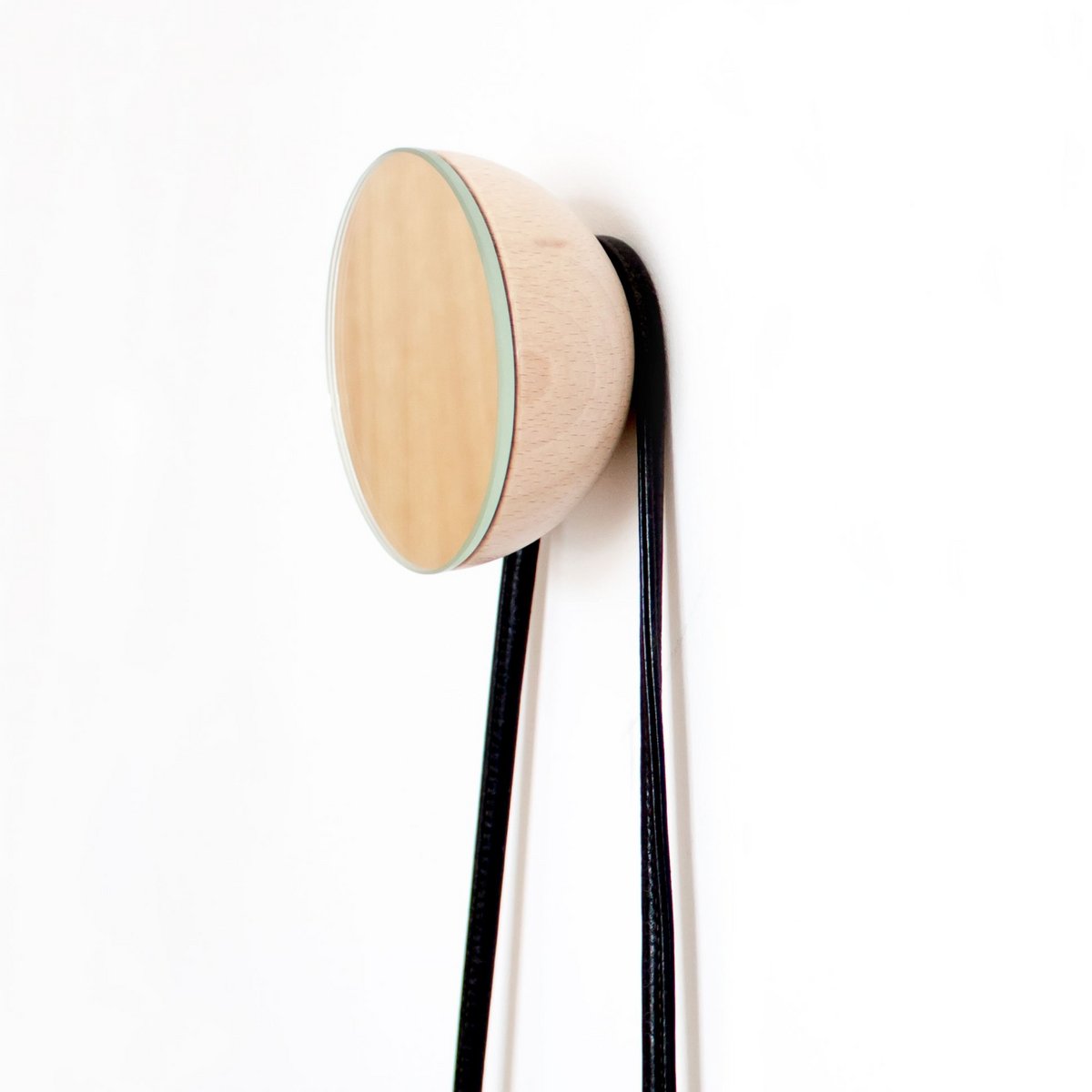 Gancho para espejo de pared redondo de madera de haya