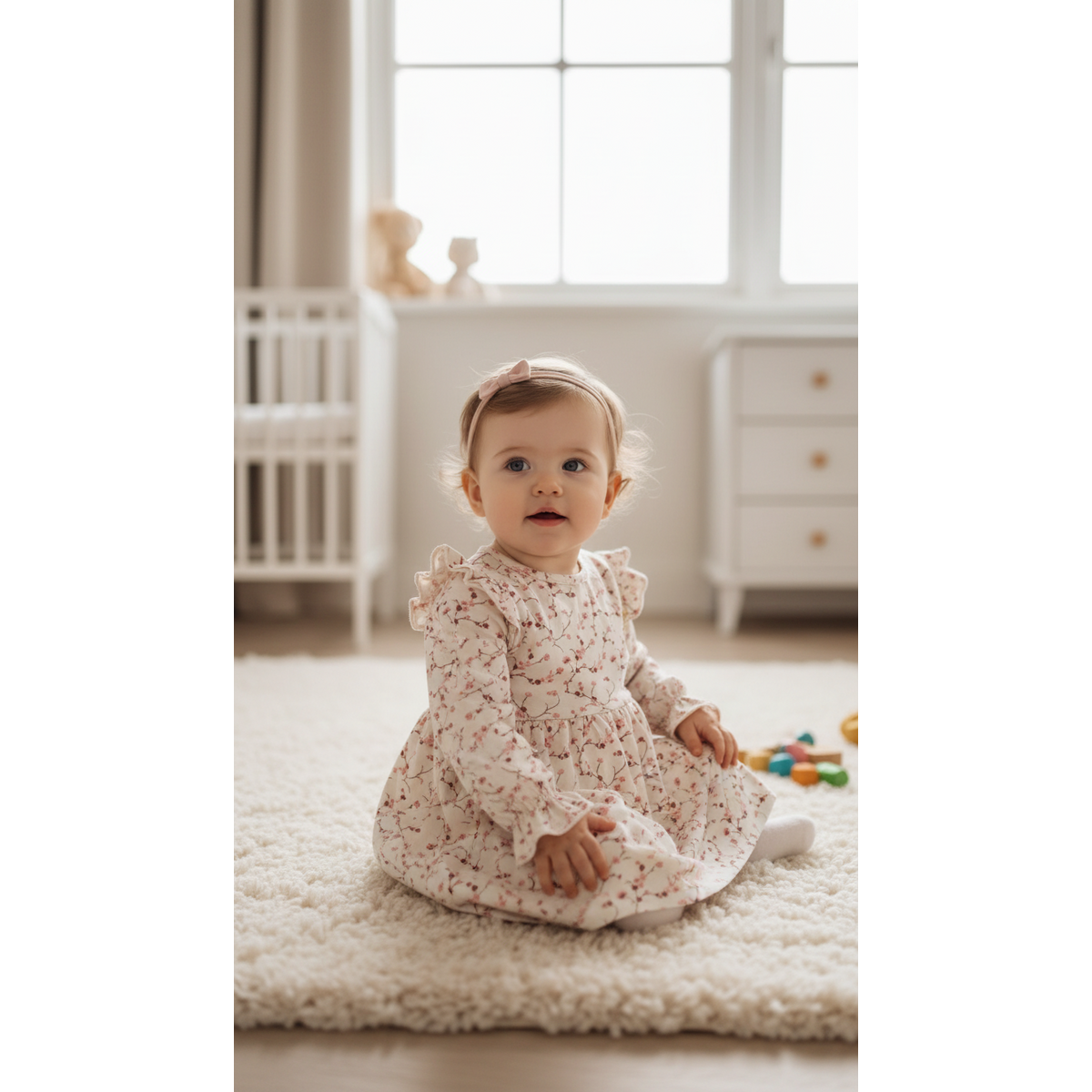 Little Chiq Babyjurkje met Ruffles – Floral All-Over Print – Luxe Baby Mode