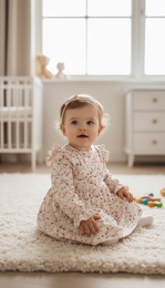 Little Chiq Babyjurkje met Ruffles – Floral All-Over Print – Luxe Baby Mode