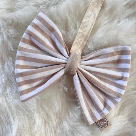 Schnullertuchschleife - beige/weiß