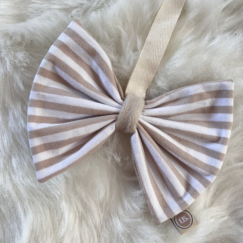Lazo de tela para chupete - beige/blanco