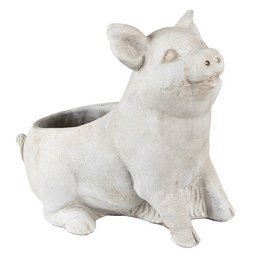 Flowerpot Pig 24x13x20 cm Gray Stone Flowerpot Indoor