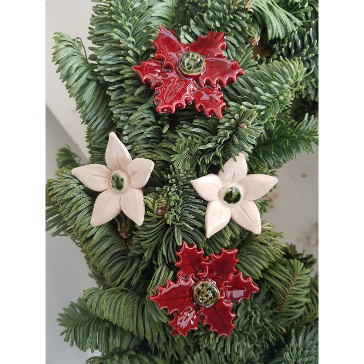 Christmas star red ceramic plant pick 5 cm