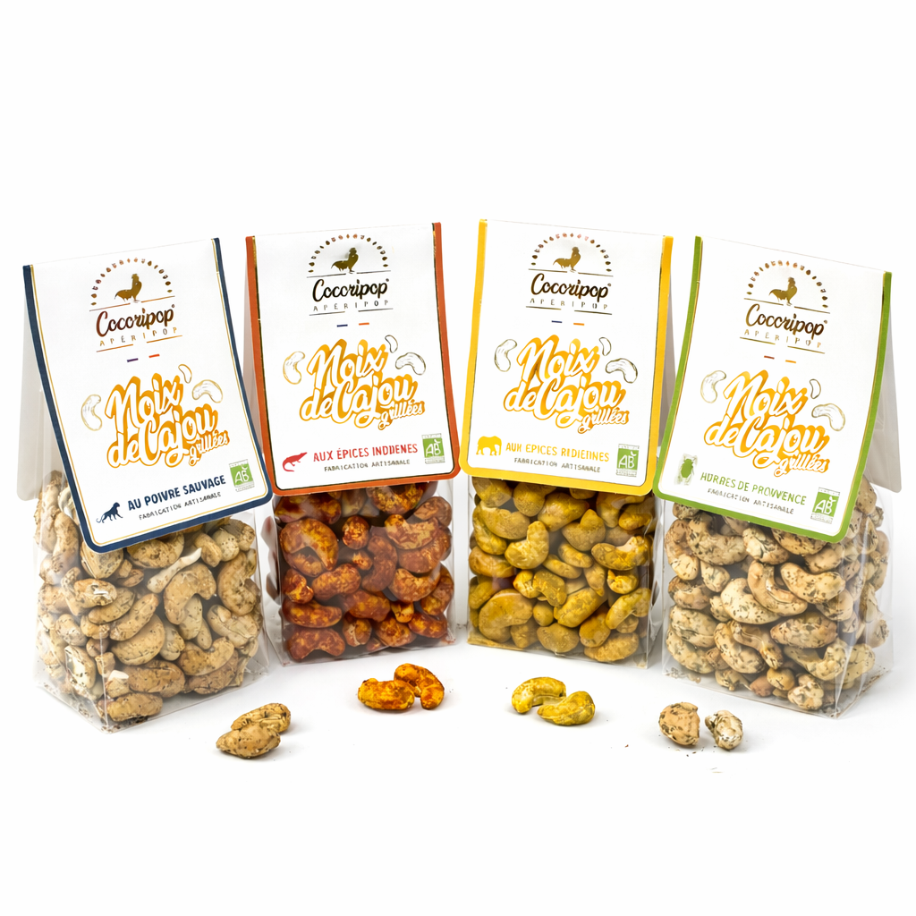 Roasted cashew nuts pack 4 recipes. x32 bags. (Aperitif, salty)