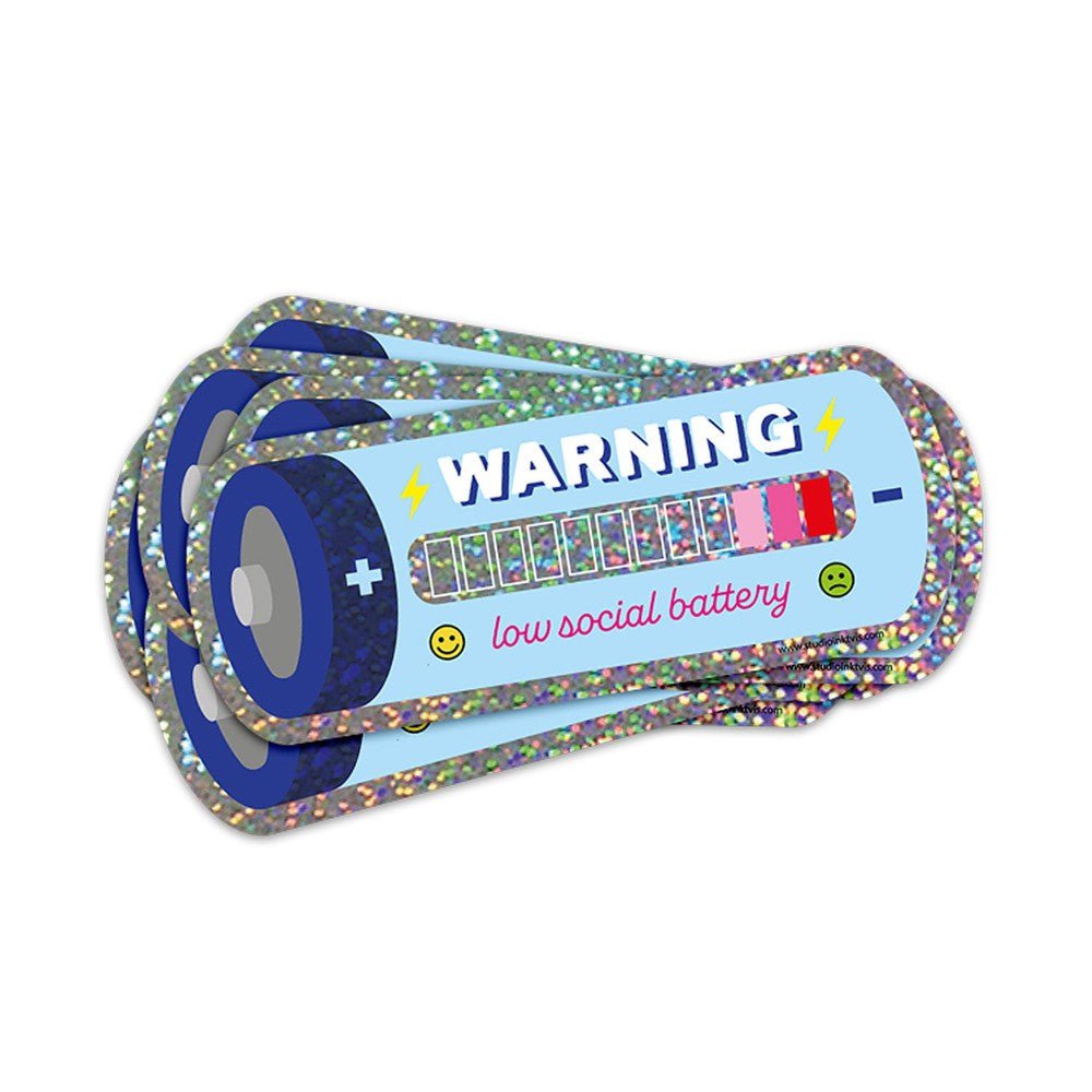 Glitter sticker Low social battery