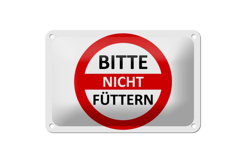 Tin sign warning sign 18x12cm Please do not feed (red/white) sign