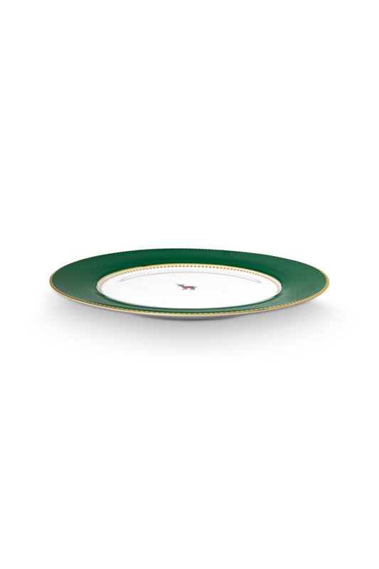 Plate Love Birds Deer Dark Green 26.5cm