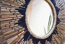 Seagrass mirror with macrame details - Ambon Black ø70cm