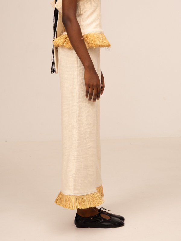 Noctis broek van stro met franjes