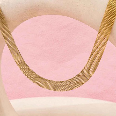 Cezary - Wide Gold Mesh Choker Necklace