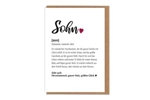 Karte Definition Sohn mit Umschlag