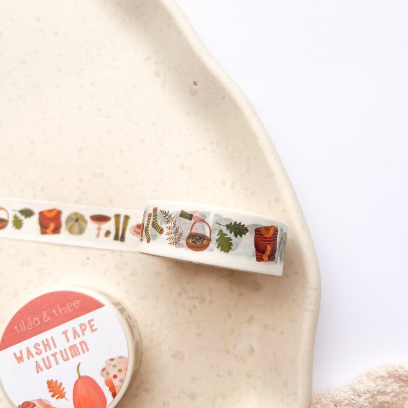 Washi Tape Autumn - Adhesive Tape Mushrooms and Pumpkin Masking Tape