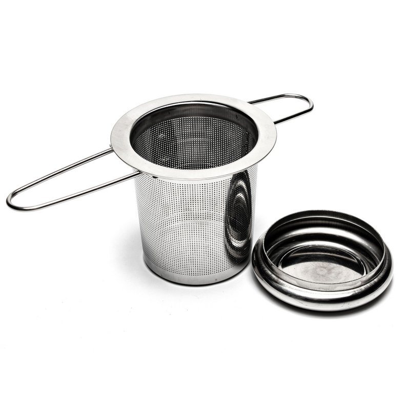 EDELSTAHL-TEE-Sieb MIT DECKEL - FALTBAR