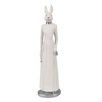 Rabbit statue 28 cm White Polyresin Easter decoration