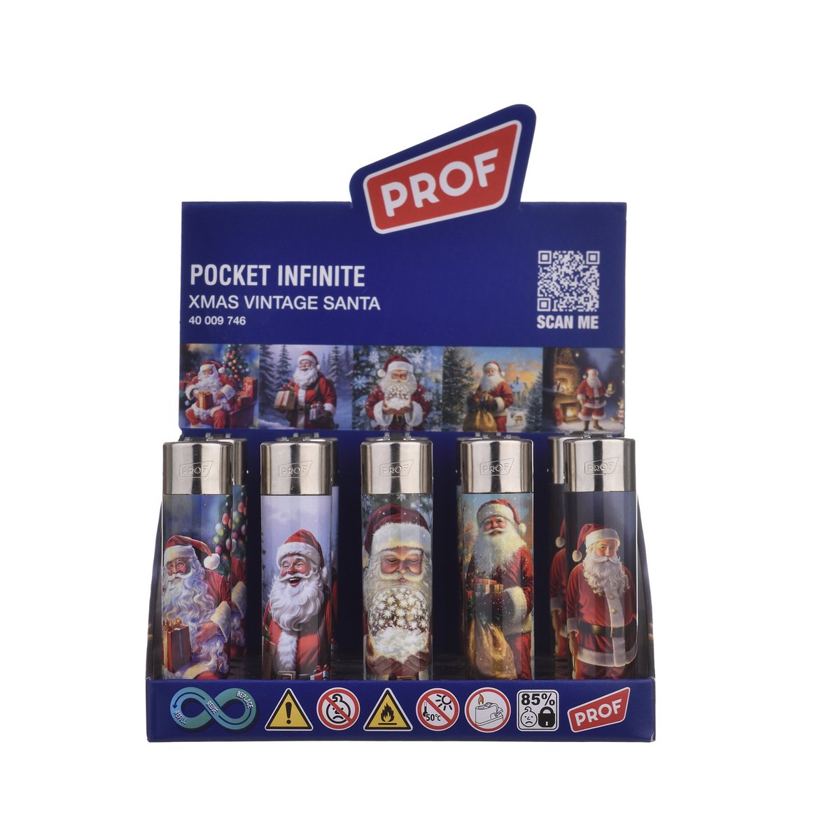 Briquet PROF Rechargeable à Pierre Père Noël Vintage