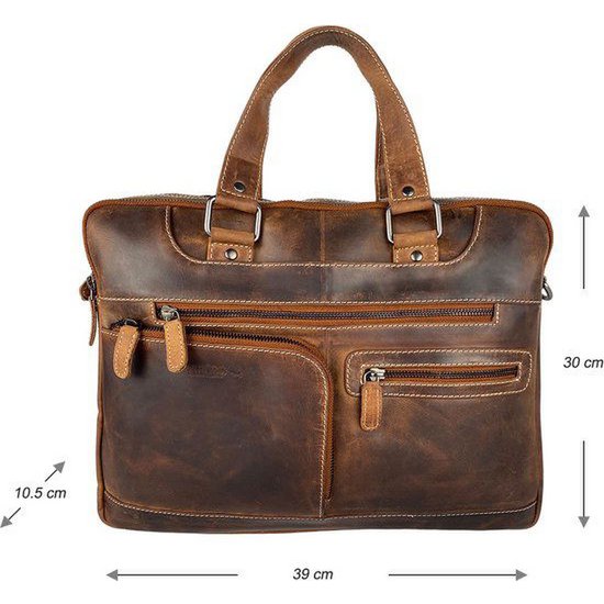 Laptop Bag Messenger Bag 15 6 tommer Buffalo Leather Leather Cognac