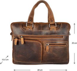 Bolso portátil Messenger Bag 15 Cognac de cuero de búfalo de 6 pulgadas