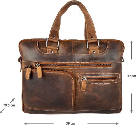 Bolso portátil Messenger Bag 15 Cognac de cuero de búfalo de 6 pulgadas