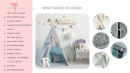 Baumwoll-Tipi-Zelt für Mädchen mit Blumendruck „Frühlingsgarten“