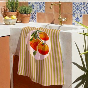Orange Pattern Tea Towel