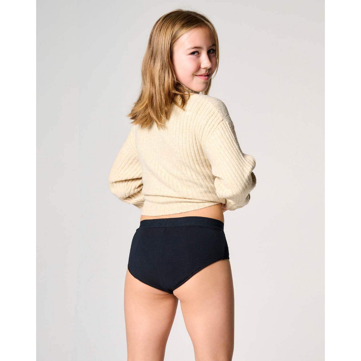 Pantaloni mestruali ragazze hipster – super assorbenti (stampa nera, rosa)