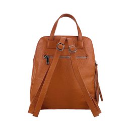RB1018AM | Genuine Leather Double Compartment Women's Backpack Made in Italy with adjustable shoulder straps. Gunmetal metal accessories - Paprika color - Dimensions: 26 x 30 x 14.5 cm