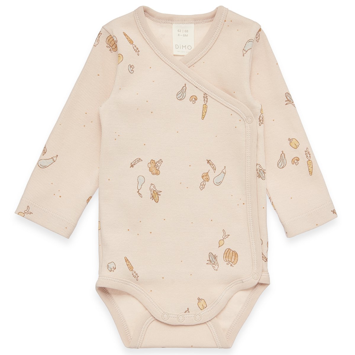Babyoverslagrompertje lange mouwen - gestructureerd materiaal in 2/2 rib - beige
