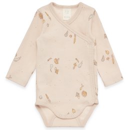 Babyoverslagrompertje lange mouwen - gestructureerd materiaal in 2/2 rib - beige
