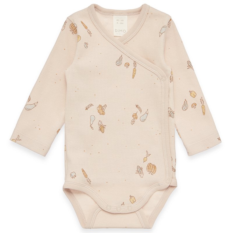 Babyoverslagrompertje lange mouwen - gestructureerd materiaal in 2/2 rib - beige