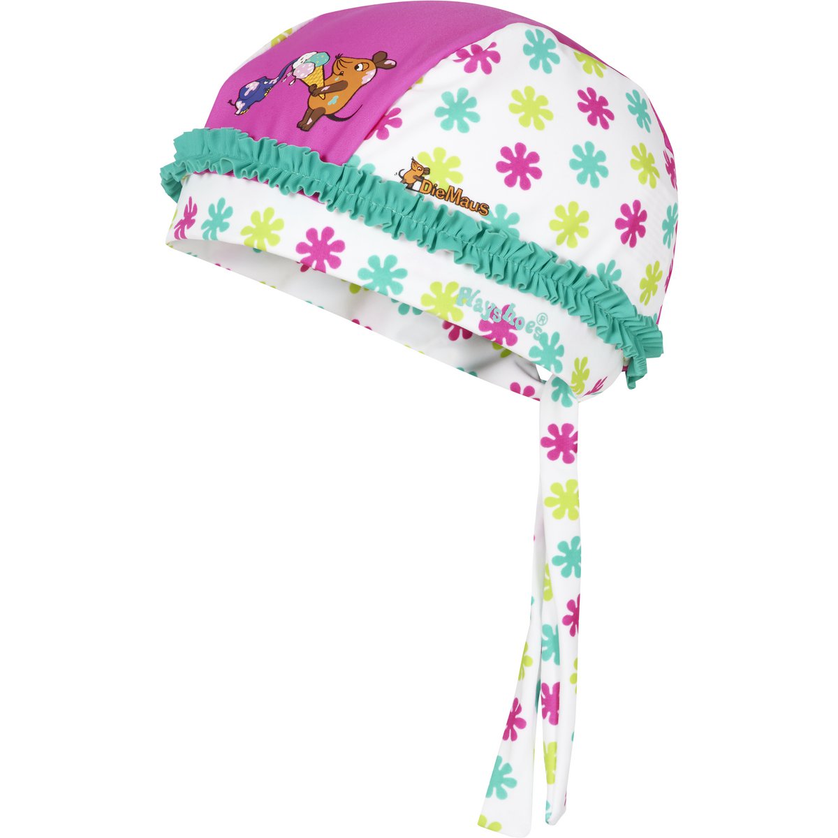 Foulard anti-UV 'die Maus' Flowers - blanc / rose clair