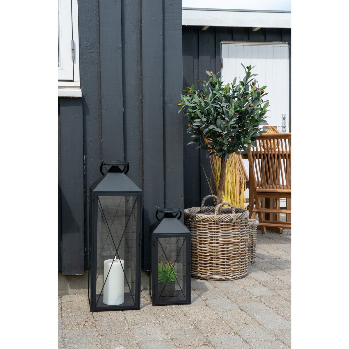 Casa Lantern, set of 2 - Lantern, steel and glass, black, set of 2