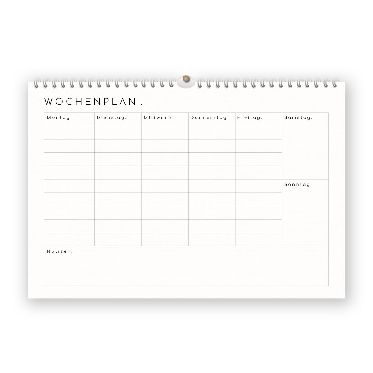 Weekly planner with adhesive dots