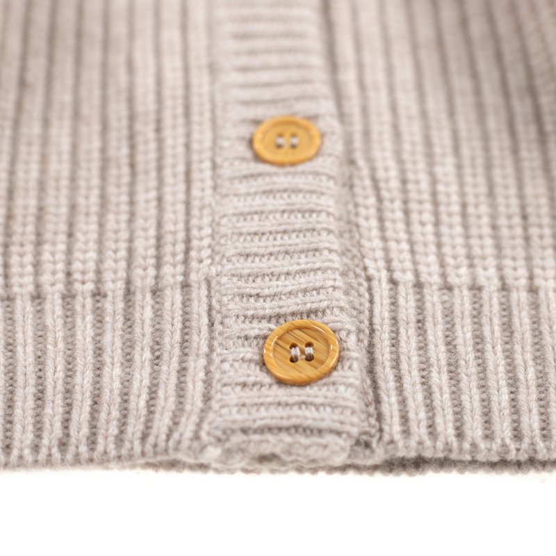 Knitted Woolen Baby Cardigan - Merino Wool - Garlic